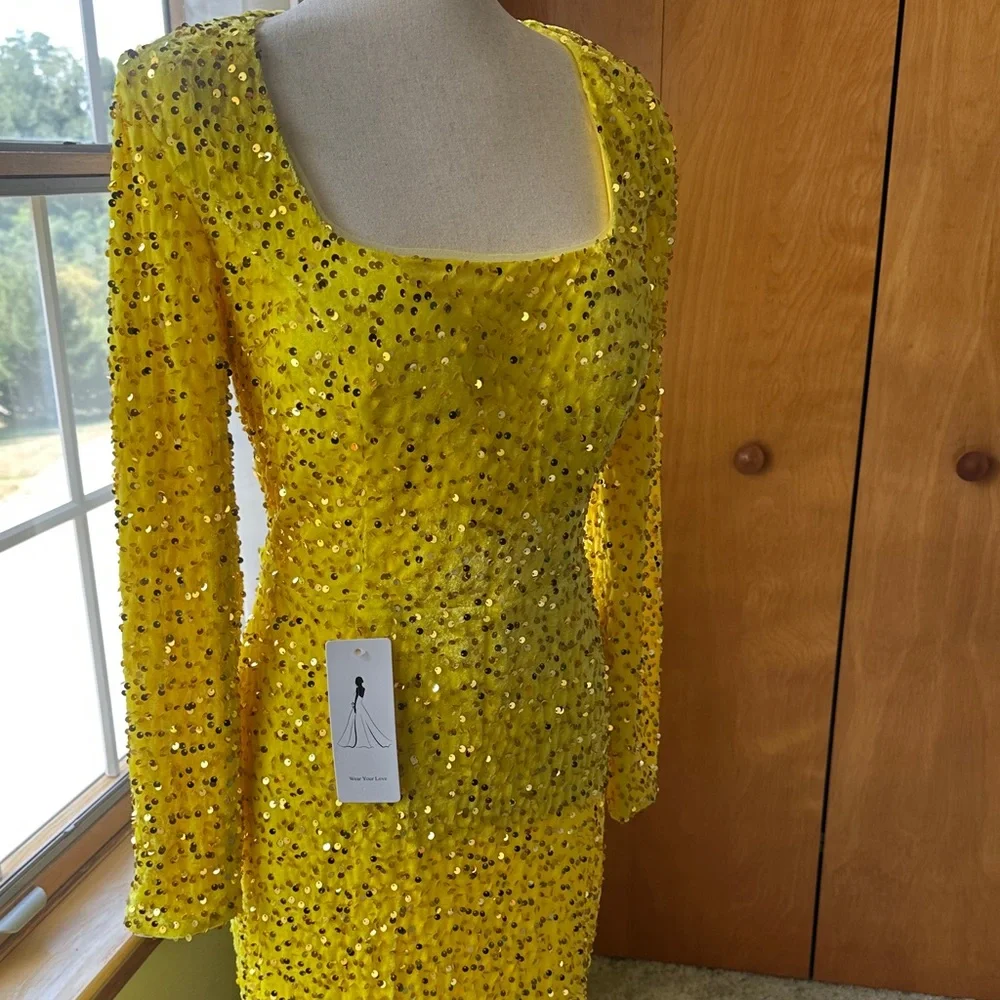 Luxurious Yellow Sequin Dress (NWT) - Picture 16 of 17